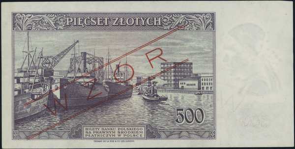 500 złotych 15.08.1939; czerwony ukośny nadruk W