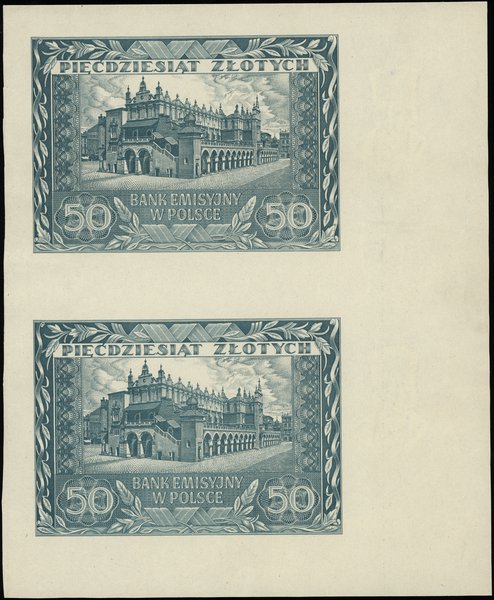 50 złotych 1.03.1940; dwa nierozcięte egzemplarz