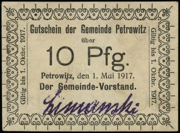 Katowice - Piotrowice; 10 fenigów 1.05.1917 (waż