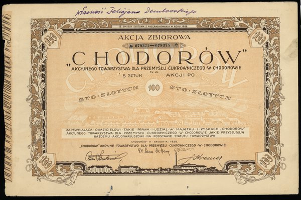 Chodorów” Akcyjne Towarzystwo dla Przemysłu Cukrowniczego w Chodorowie