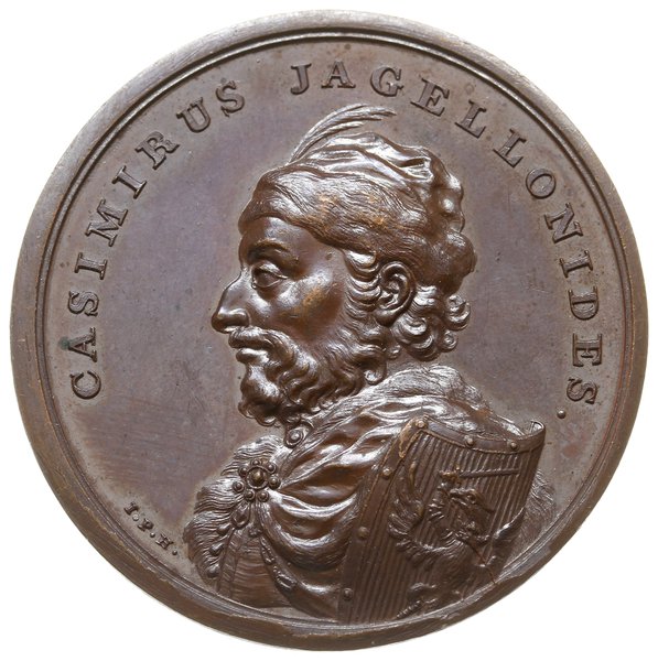 medal autorstwa J. F. Holzhaeusser’a ze świty królewskiej poświęcony Kazimierzowi Jagiellończykowi, XIX-wieczna odbitka oryginalnymi stemplami