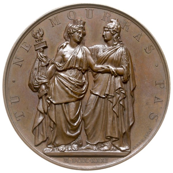 medal autorstwa Barre’a po 1831 roku, wybity nakładem Komitetu Brukselskiego Bohaterskiej Polsce po Powstaniu Listopadowym
