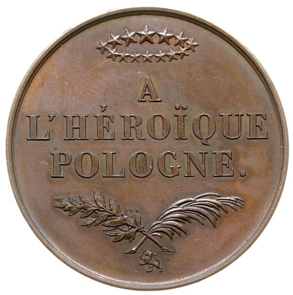 medal autorstwa Barre’a po 1831 roku, wybity nakładem Komitetu Brukselskiego Bohaterskiej Polsce po Powstaniu Listopadowym