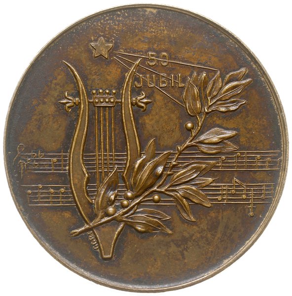 medal z 1899 roku autorstwa Marii Gerson-Dąbrowskiej (1869-1942) wybity na 50 rocznię śmierci Fryderyka Chopina