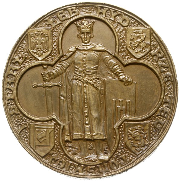 medal z 1910 roku autorstwa Jana Raszki wybity z okazji 500. rocznicy bitwy pod Grunwaldem