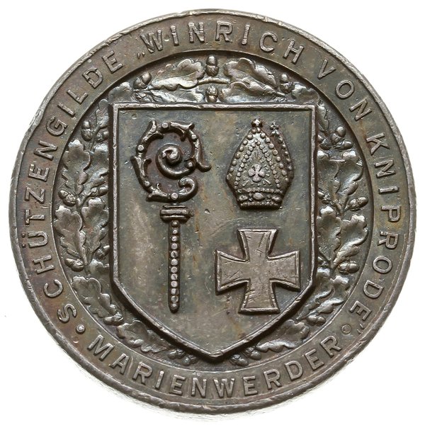 medal z 1925 roku autorstwa Oertela wybity na pamiątkę poświęcenia strzelnicy towarzystwa strzeleckiego w Kwidzyniu