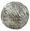 naśladownictwo (?) denara bawarskiego z X w.; Aw: Kapliczka bawarska, w niej CIIA; Rw: Krzyż z kul..