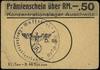 bon na 0.50 marki, bez numeracji, papier kremowy, duży okrąg na stempel Waffen-SS / Konzentrations..