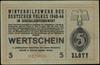 5 złotych 1943-1944; numeracja 0229003, niewypełniony blankiet, na odwrocie stempel B. Ostaszewski..