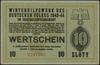 10 złotych 1943-1944; numeracja 0247305, niewypełniony blankiet, na odwrocie stempel B. Ostaszewsk..