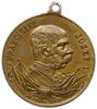 medal z 1900 roku wybity z okazji manewrów cesarskich w Jaśle; Aw: Popiersie cesarza w prawo, woko..