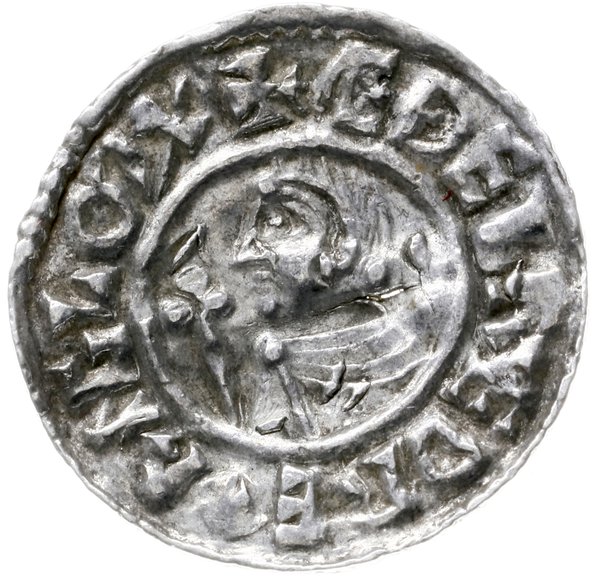 denar typu crux, 991-997, mennica Londyn, mincer