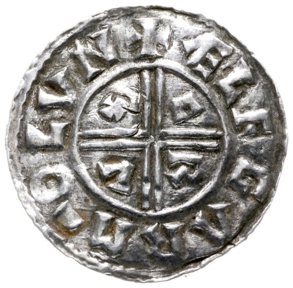 denar typu crux, 991-997, mennica Londyn, mincerz Ælfgar