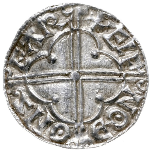denar typu quatrefoil, 1018-1024, mennica Salisbury, mincerz Ælfnoth