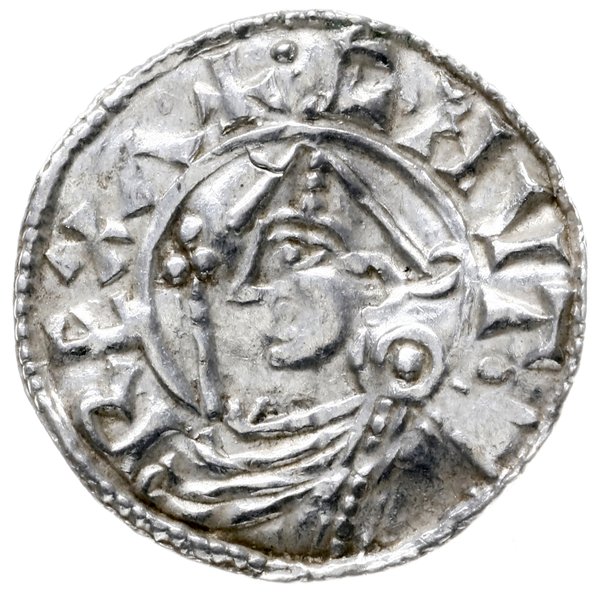 denar typu pointed helmet, 1024-1030, mennica Lincoln, mincerz Aslac