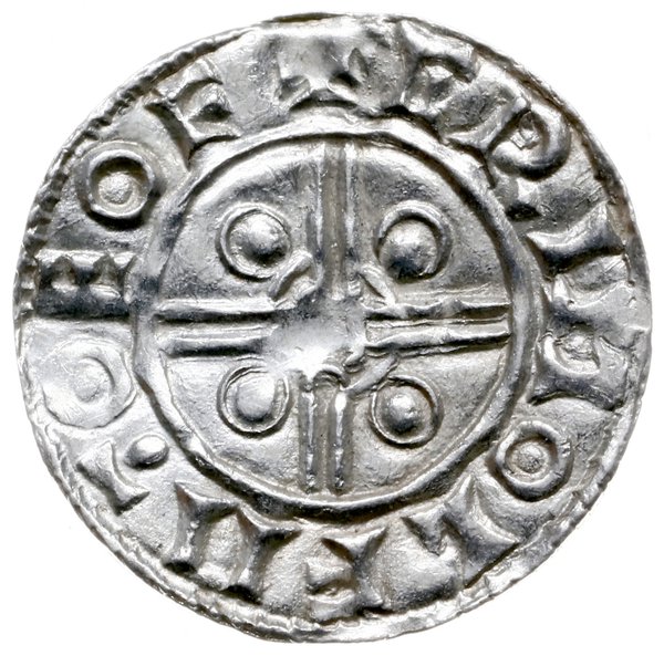 denar typu pointed helmet, 1024-1030, mennica York, mincerz Grimulf