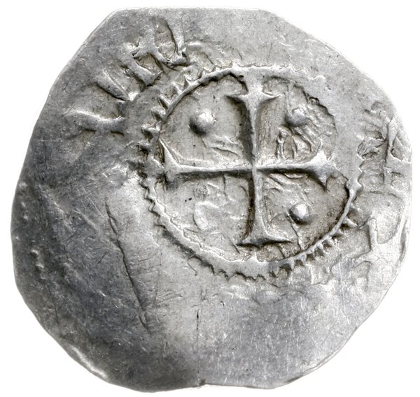 denar 1002-1024; Aw: Krzyż z kulkami w kątach, w