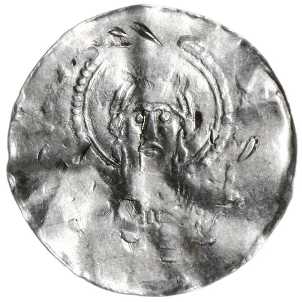 denar 1039-1056, mennica Spira; Aw: Popiersie Ch