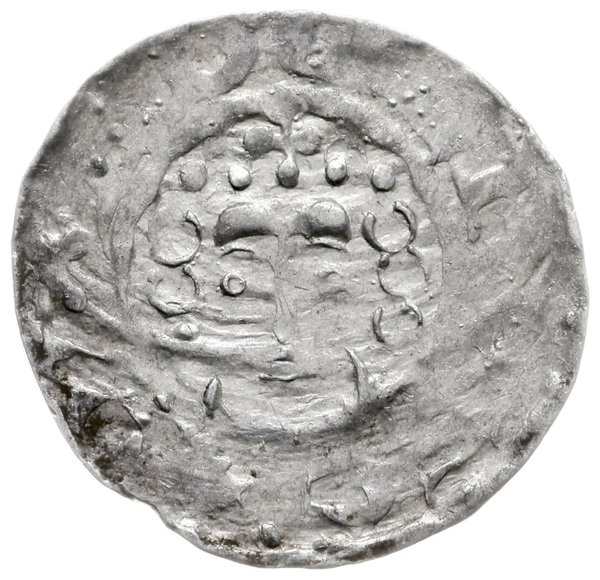 anonimowy denar (sterling) typu short cross, mennica Iserlohn, Aw: Popiersie wzorowane na anglosaskiego Henryka III, o bujnej fryzurze, z berłem, [MONETA]