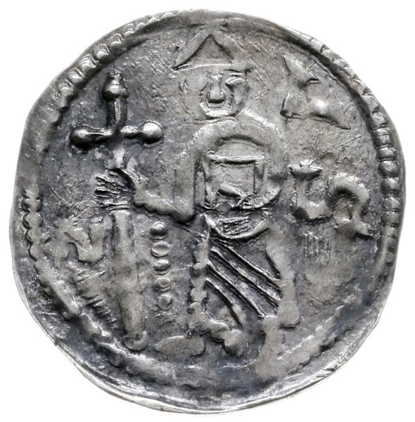 denar 1173-1185/90, men. Wrocław; Aw: Biskup z k
