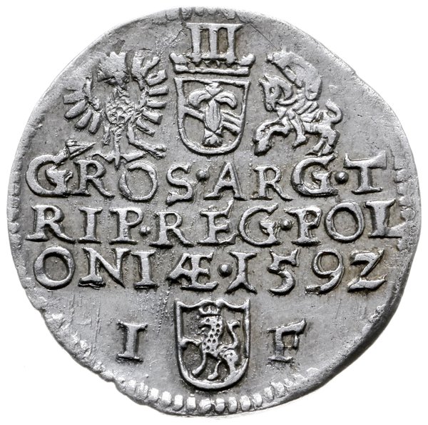 trojak 1592, Olkusz; popiersie króla bez obwódki