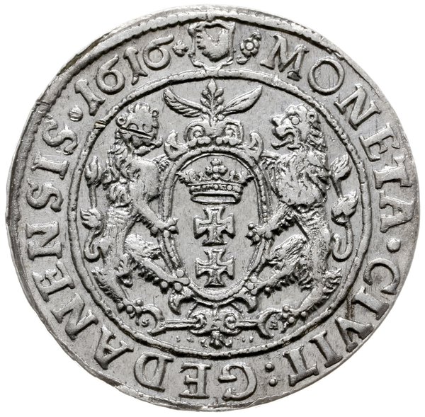 ort 1616, Gdańsk; popiersie króla z kołnierzem, 