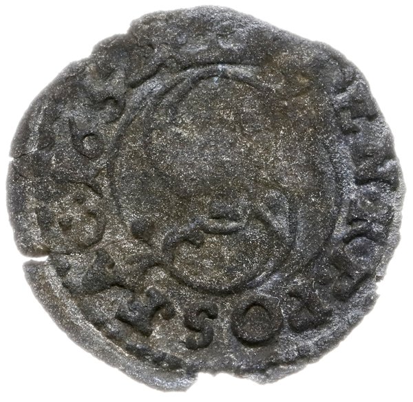 denar 1652, Poznań; Aw: Orzeł i napis IOH CASIM 