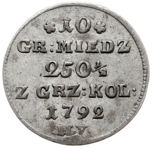 10 groszy miedziane 1792/M.V., Warszawa