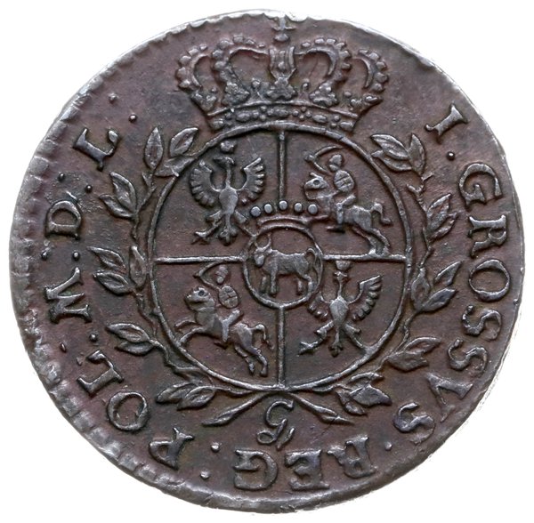 grosz 1765/g, Kraków; odmiana z małą literą g po