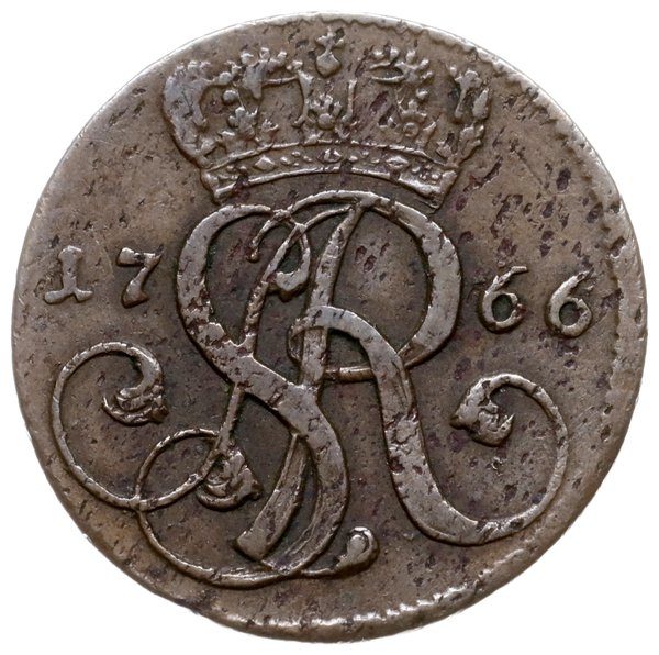 grosz 1766/G, Kraków; duża korona nad monogramem