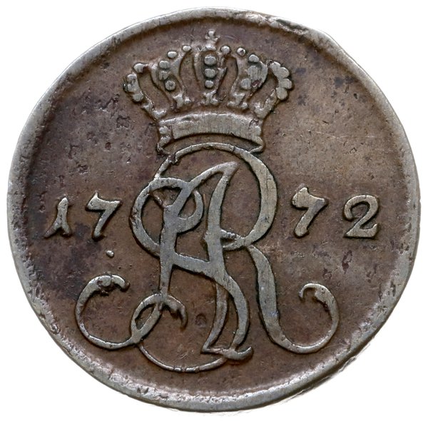 grosz 1772/g, Warszawa; odmiana z koroną dotykaj