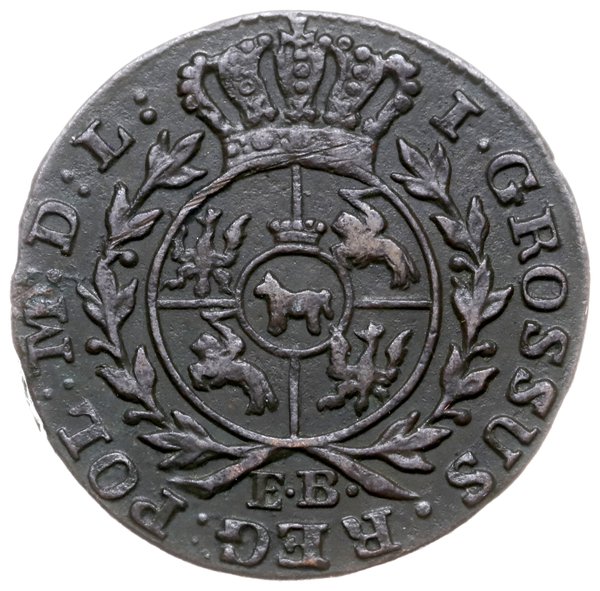 grosz 1777/E.B., Warszawa; odmiana z kropkami po