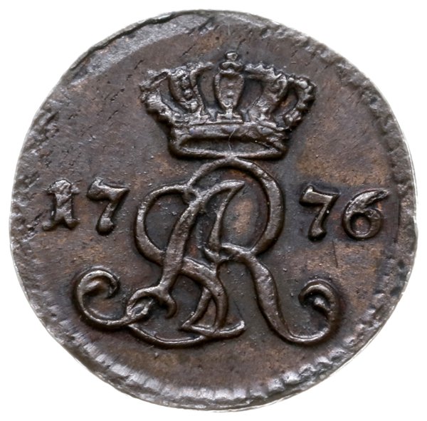 szeląg 1776/E.B., Warszawa; podstawa korony cent