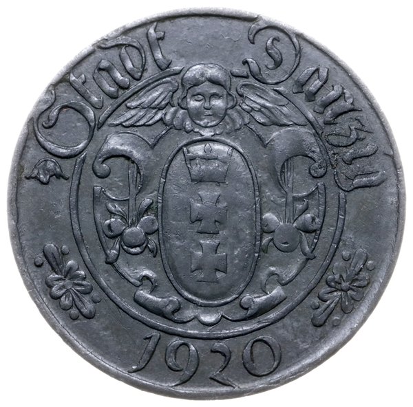 10 fenigów 1920, Gdańsk; odmiana z dużymi cyfram