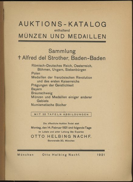 Otto Helbing Nachf.; Auktions Katalog enthaltend