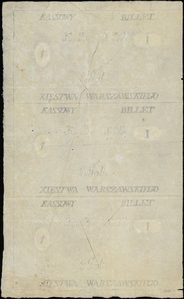 papier ze znakami wodnymi do druku 3 x 1 talar Księstwa Warszawskiego