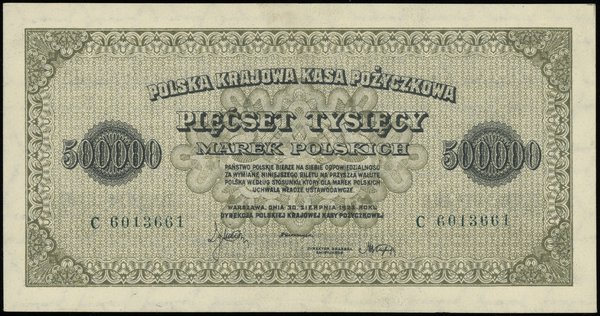 500.000 marek polskich 30.08.1923; seria C, nume