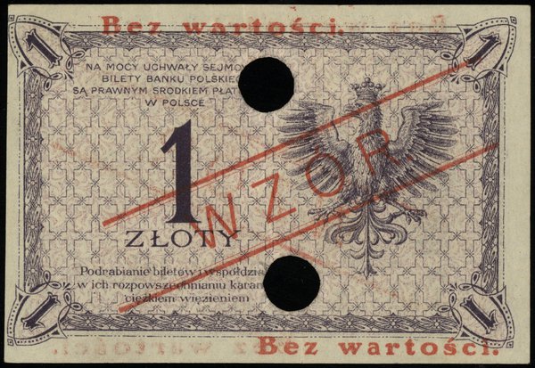 1 złoty 29.02.1919; seria 36 B, numeracja 060831