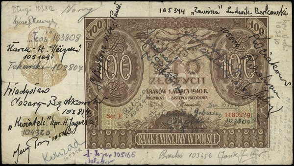 Powstanie Warszawskie i obozy jenieckie podczas II Wojny Światowej, 100 złotych 1.03.1940