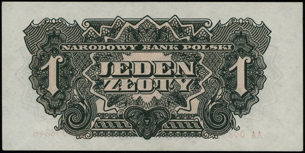 1 złoty 1944, w klauzuli OBOWIĄZKOWYM, seria АА, numeracja 008348, Lucow 1077 (R2), Miłczak 105a