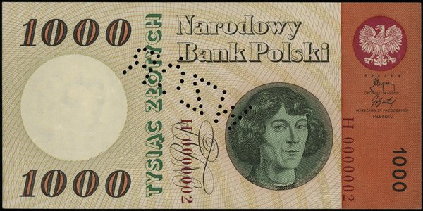 1.000 złotych 29.10.1965, seria H, numeracja 000