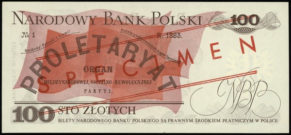 100 złotych 17.05.1976, seria AW, numeracja 0000009, czerwony ukośny nadruk WZÓR / SPECIMEN