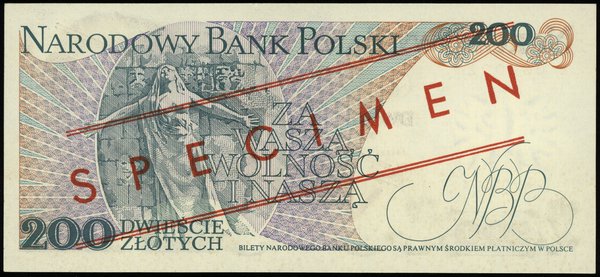 200 złotych 25.05.1976, seria R, numeracja 0000028, czerwony ukośny nadruk WZÓR / SPECIMEN