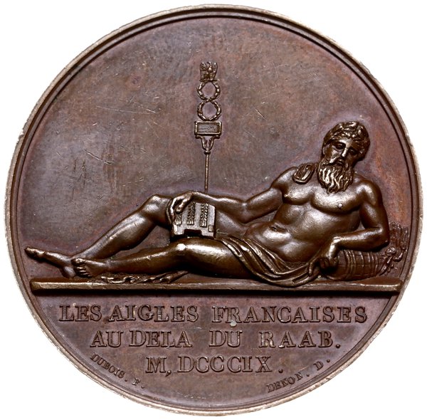 medal z 1809 roku autorstwa Dubois oraz Denona wybity z okazji bitwy po Raab (Győr)