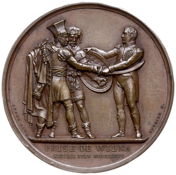 medal z 1812 roku autorstwa Andrieu oraz Denon’a wybity z okazji zdobycia Wilna