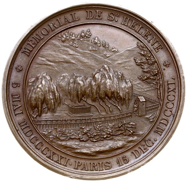 medal z 1840 roku autorstwa Antoine’a Bovy’ego poświęcony zesłaniu Napoleona Bonapartego na wyspę Św. Heleny
