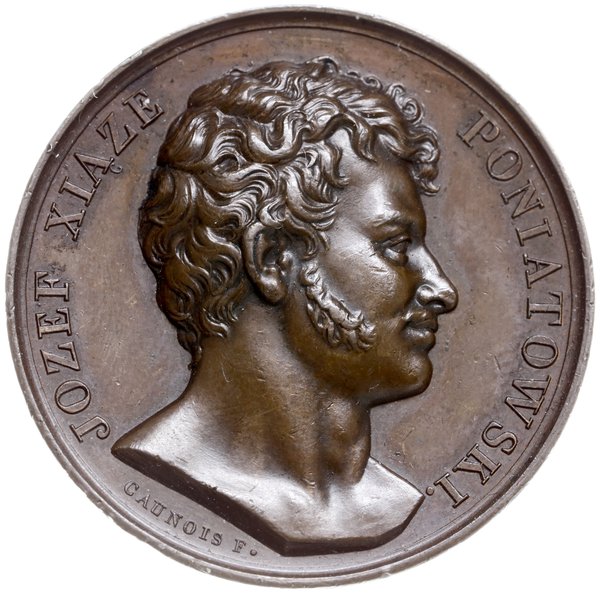 medal z 1813 roku autorstwa Franciszka Caunoisa wybity z okazji śmierci księcia Józefa Poniatowskiego