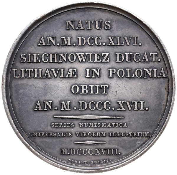 medal z 1818 roku autorstwa Caunois’a i Durand’a poświęcony Tadeuszowi Kościuszko