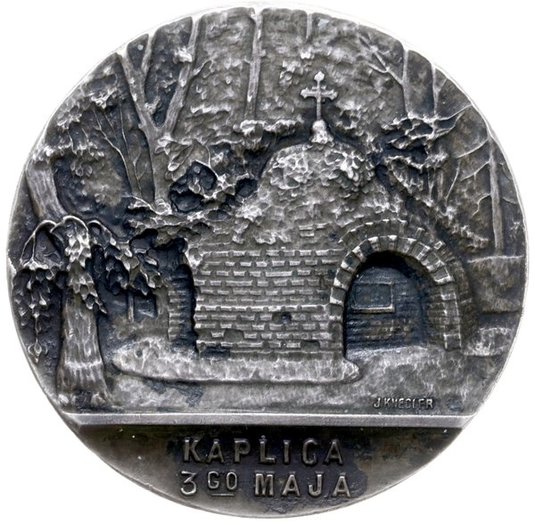 medal z 1916 roku autorstwa Jana Knedlera wybity z okazji 125 rocznicy Konstytucji 3 Maja i odrodzenia Uniwersytetu Warszawskiego