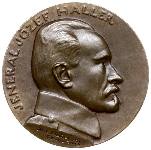medal z 1919 roku autorstwa Antoniego Madeyskiego upamiętniający organizację przez gen. Józefa Hallera Wojska Polskiego we Francji